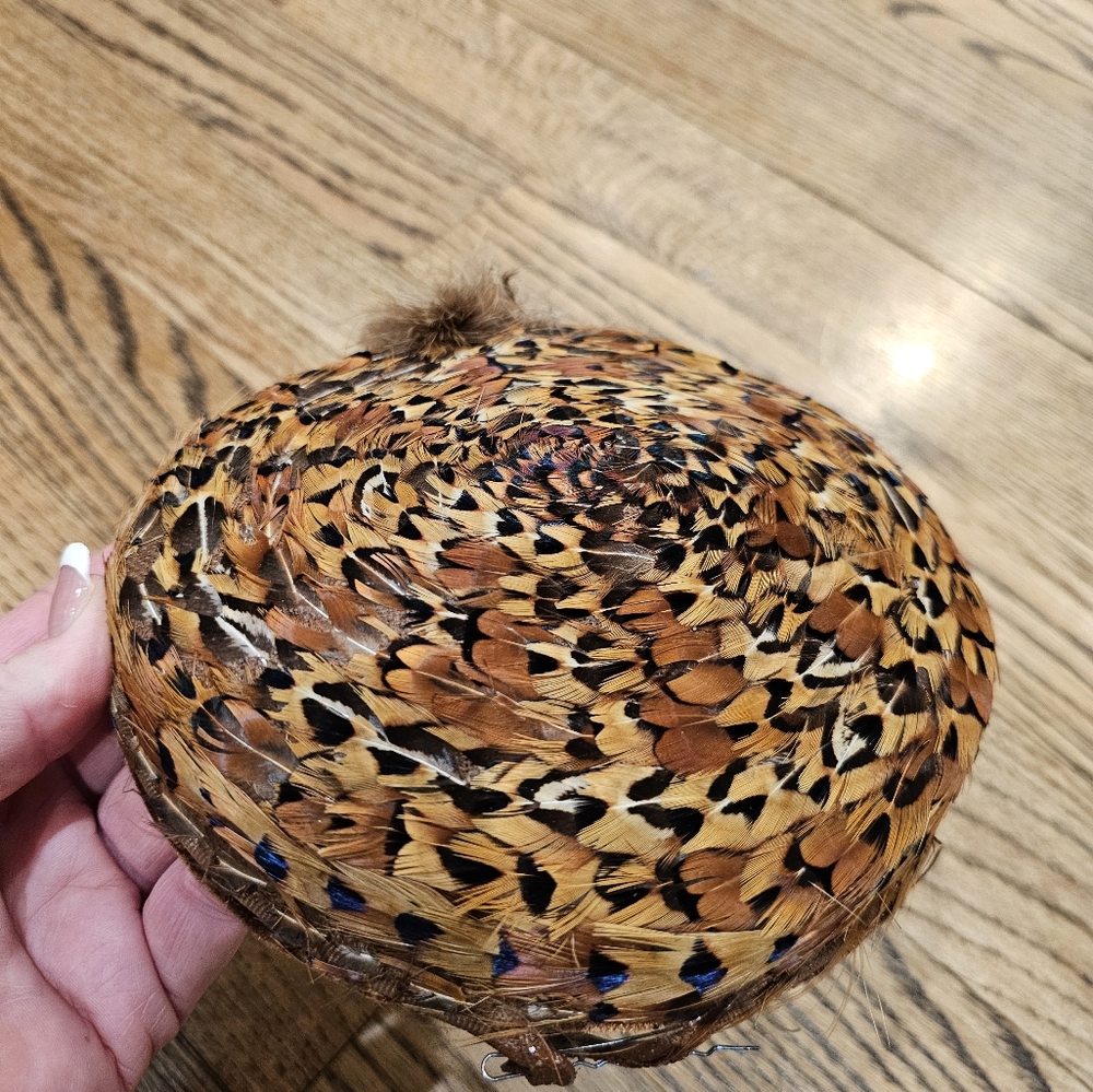 Vintage Pheasant Feather Pillbox Hat